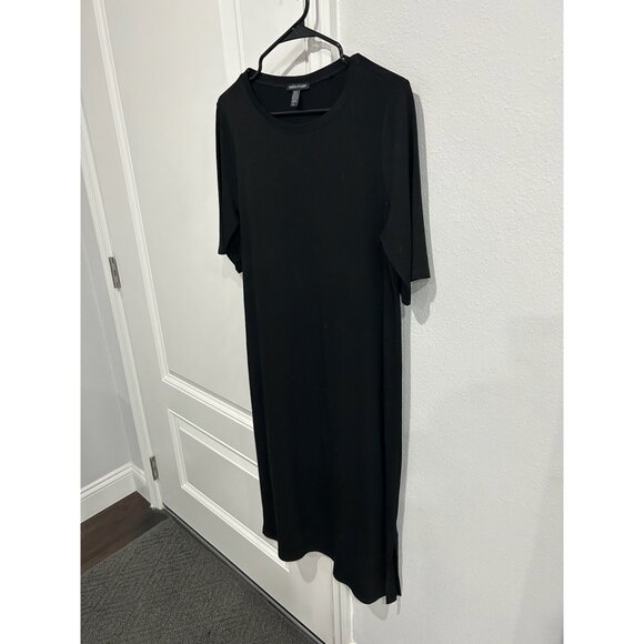Eileen Fisher Crewneck Short Sleeve T-Shirt Dress Black Sz Small Minimalist - Picture 3 of 9